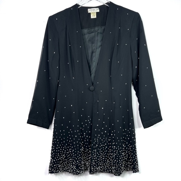 Vivienne Tam East Wind Code Vintage Beaded Embellished Blazer Jacket Black - Picture 1 of 10